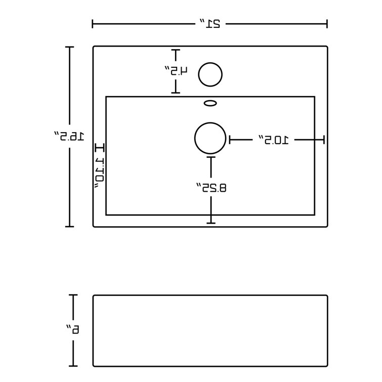 Plumbing N Parts 21'' Enamel Glaze Ceramic Rectangular Vessel Bathroom